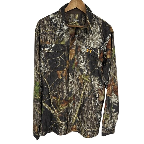 Under Armour Mens Long Sleeve Camo Button-Up Shirt Hunting Outdoor Size L - Picture 1 of 11